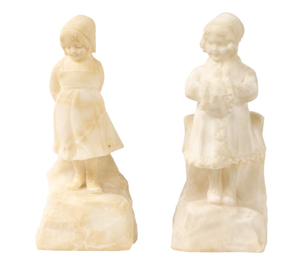 Pair Of Alabaster Sculptures 19th Century