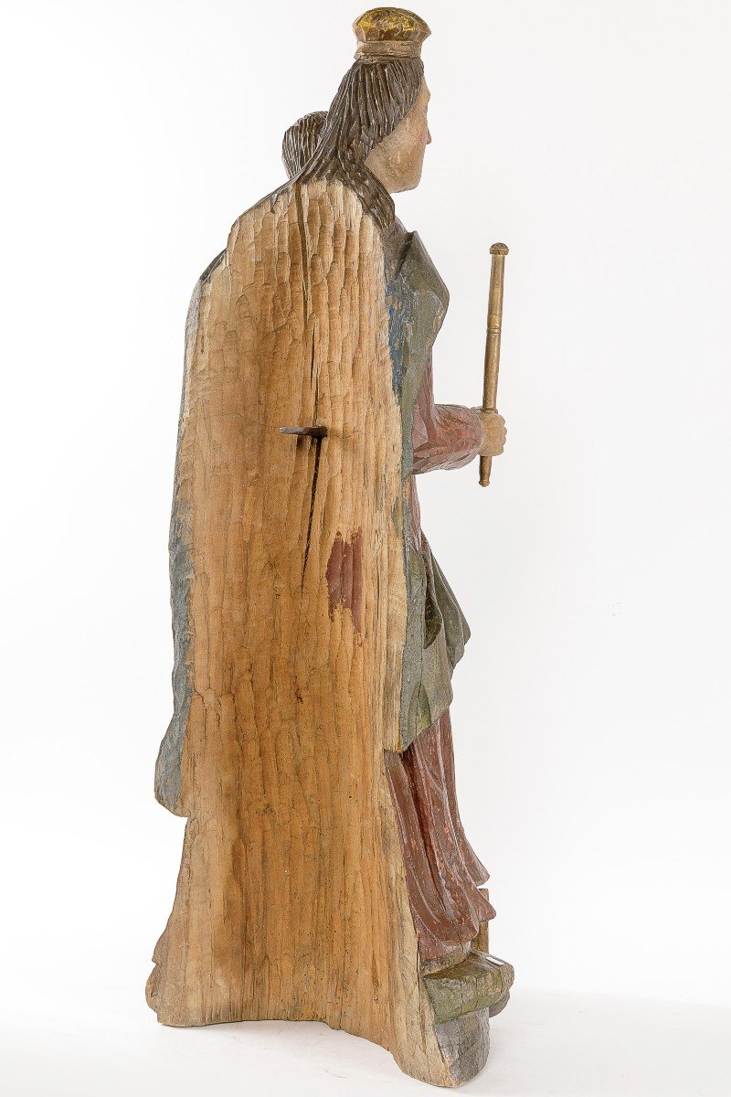Sculpture En Bois  debut 19eme Sainte Vierge Marie Avec l'Enfant Jésus -photo-3