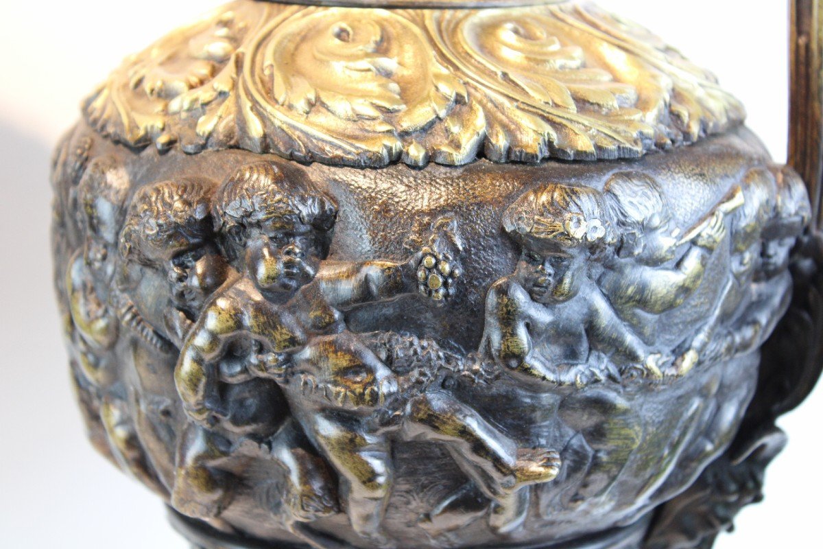 Grand Paire De Vases En Bronze Aux Motifs d'Apres Clodion Depoque Napoleon III-photo-2