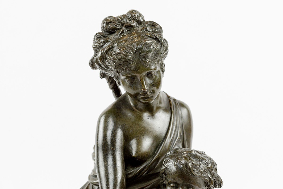 19th C. Bronze Sculpture Psyche And Amour-photo-3