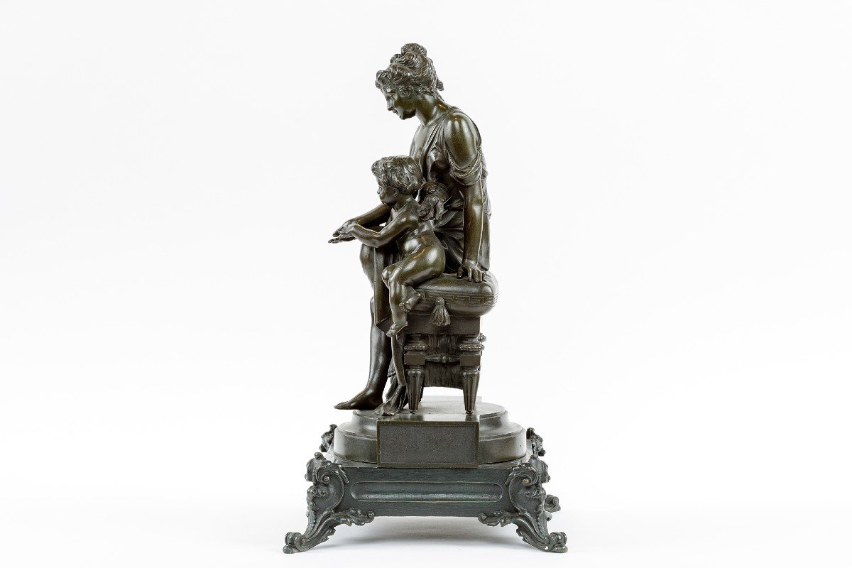 19th C. Bronze Sculpture Psyche And Amour-photo-3