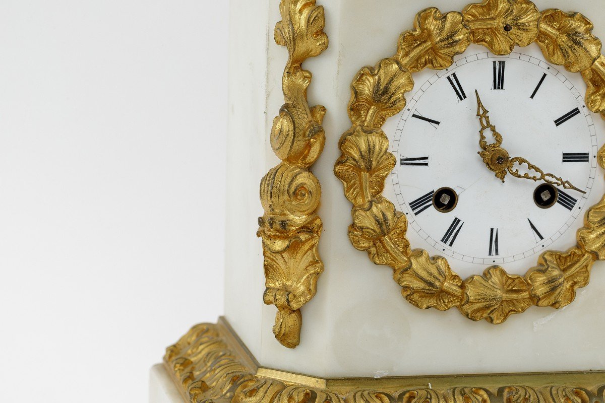 White Marble And Gilt Bronze Napoleon III Period Clock-photo-1