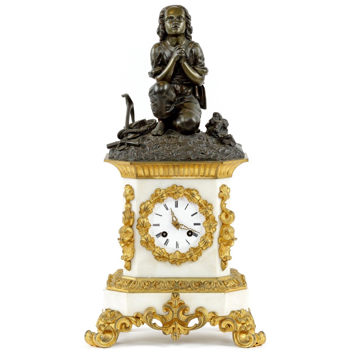 White Marble And Gilt Bronze Napoleon III Period Clock