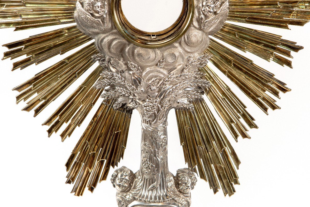 Monstrance Ostensoir En Argent Masssif 19eme (1819-1838) Travail Francaise-photo-3