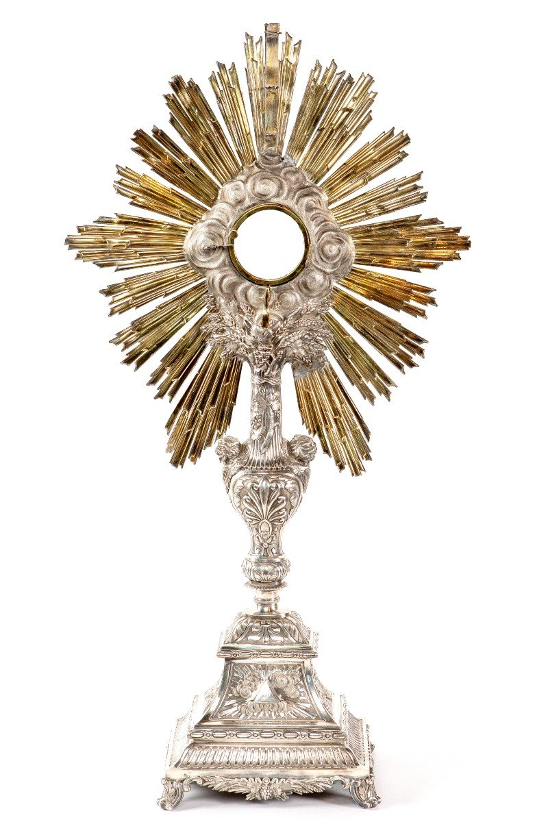 Monstrance Ostensoir En Argent Masssif 19eme (1819-1838) Travail Francaise-photo-2