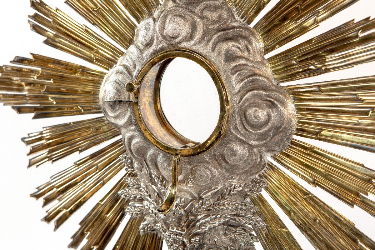 Monstrance Ostensoir En Argent Masssif 19eme (1819-1838) Travail Francaise-photo-3