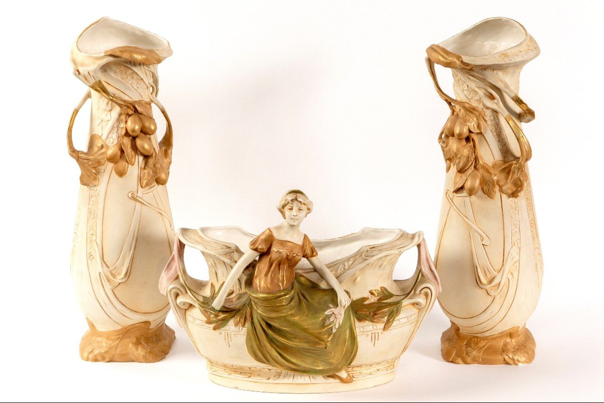 Set Of Three Royal Dux Porcelain Vases