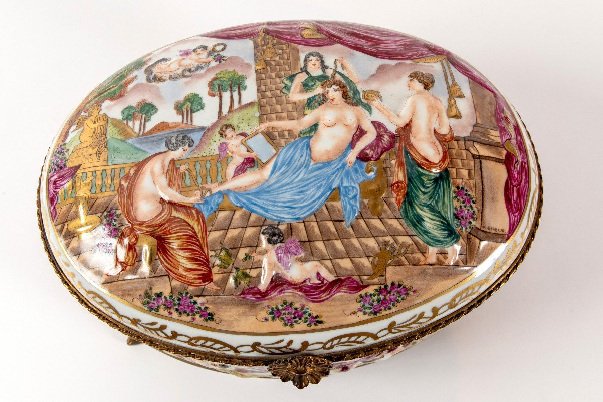 Large Capo Di Monte Porcelain Jewelry Box-photo-2