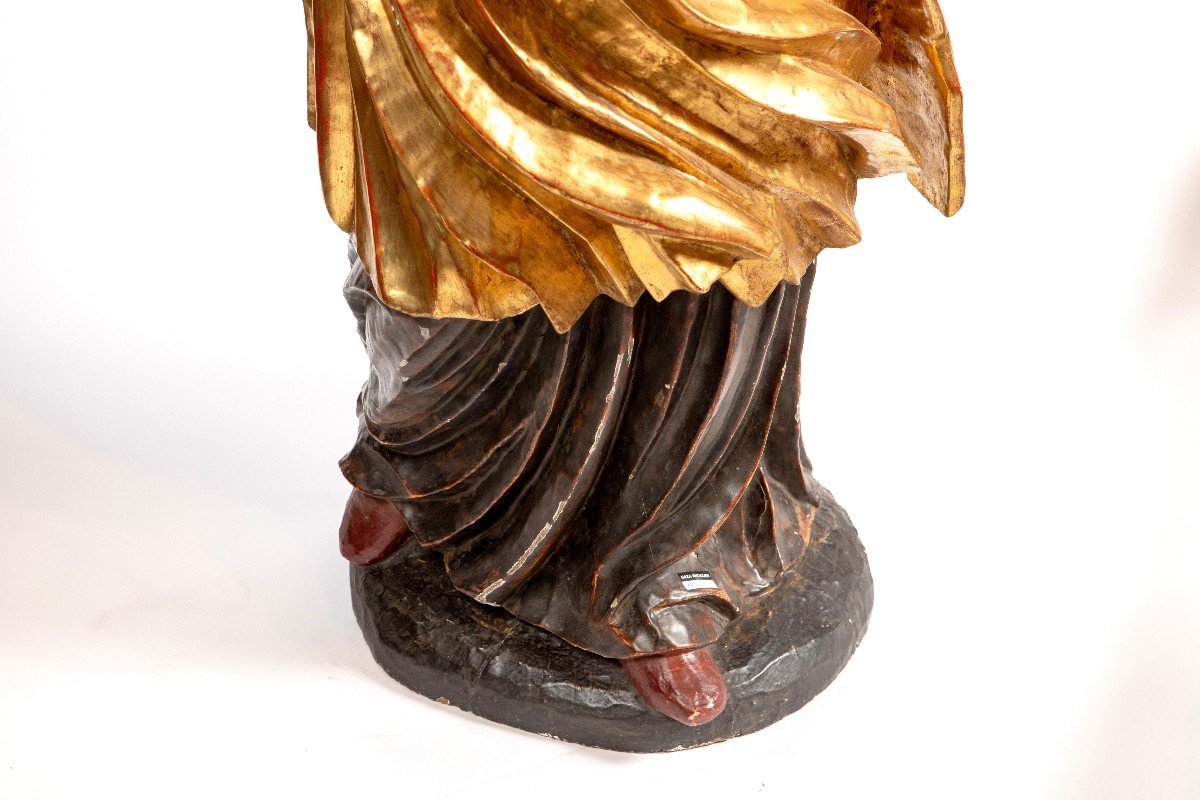 Large Sculpture Of Saint John In Painted And Gilded Wood, 18th Century-photo-3