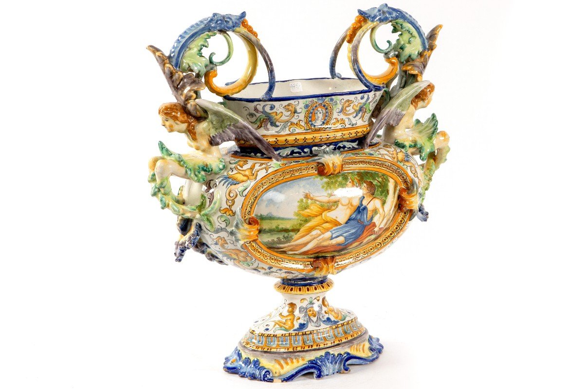 Vase En Faience Italien Majolica Debut 20eme-photo-1