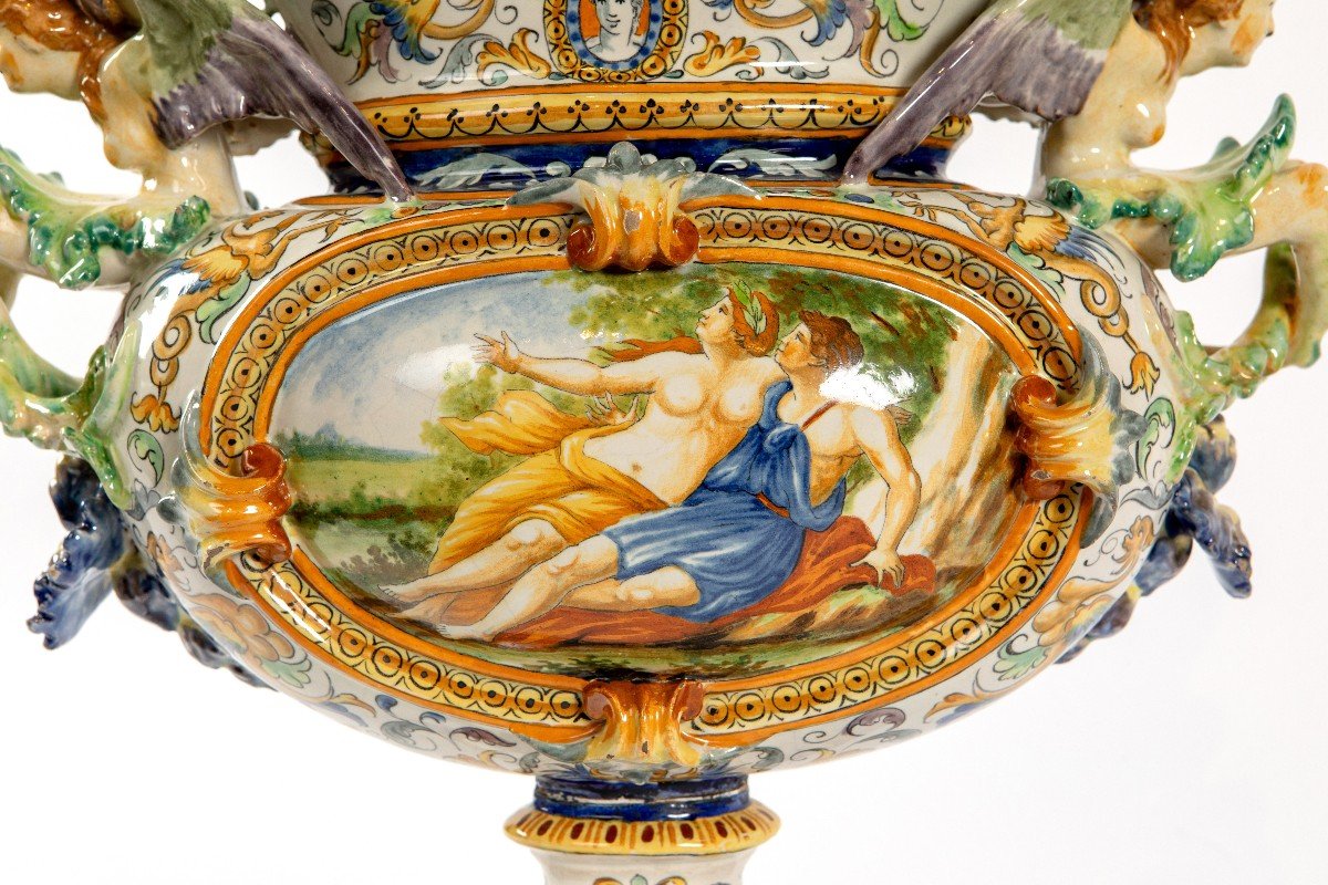 Italian Majolica Earthenware Vase Early 20th Century-photo-2