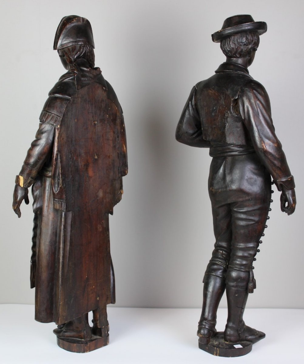 Pair Of Wooden Sculptures  Of 19th Century-photo-3