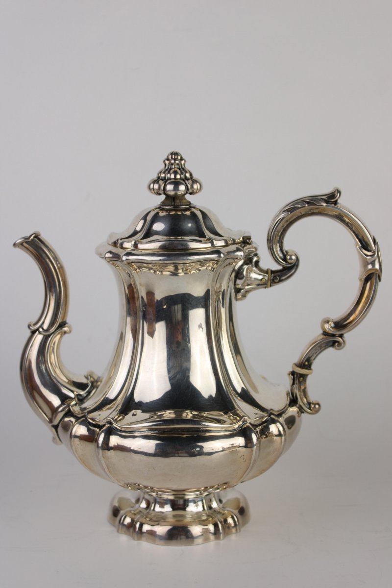 Tea And Coffee Service In  Germany Silver XIXth Century Louis XV Style-photo-2