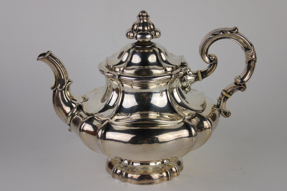 Tea And Coffee Service In  Germany Silver XIXth Century Louis XV Style-photo-2