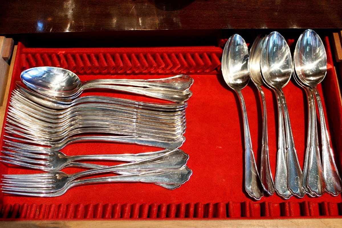  German Silver 800 Cutlery, 188 Pieces With Cupboard , H. J. Wilm Berlin (1767-1937)-photo-3