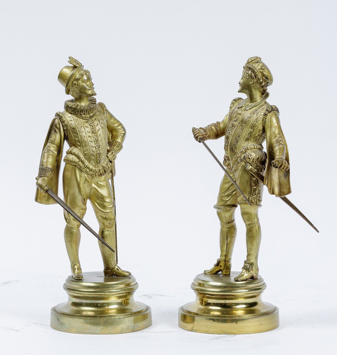 19th Century Louis XIV Style Gilt Bronze Sculptures-photo-2