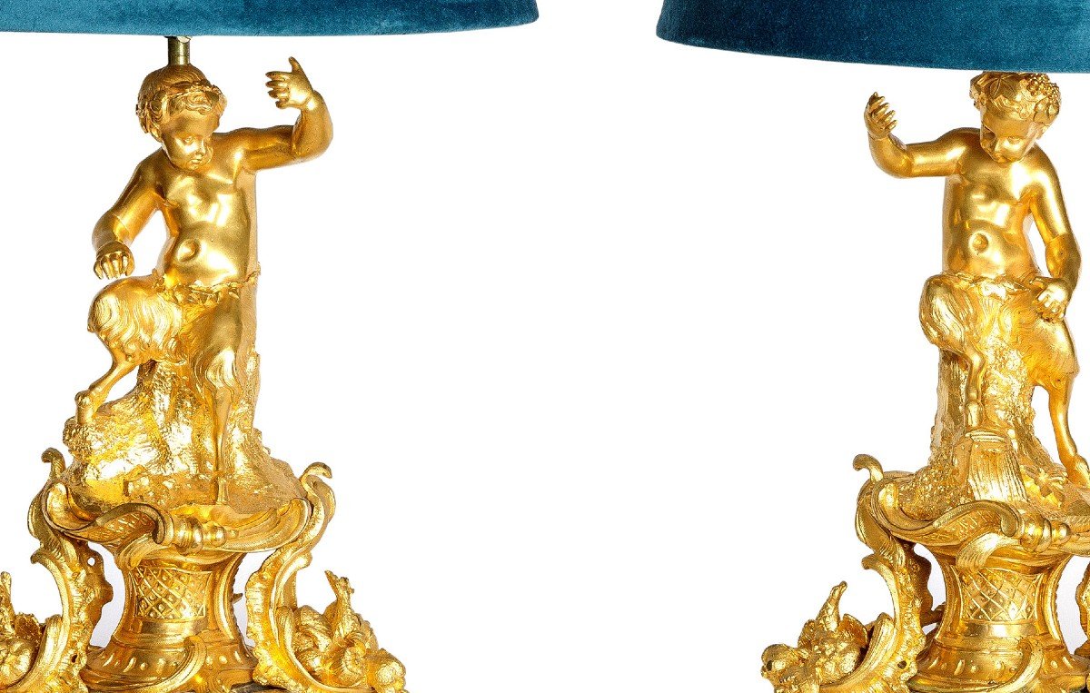 A Pair Of Gilt Bronze Table Lamps France 19th Century-photo-6