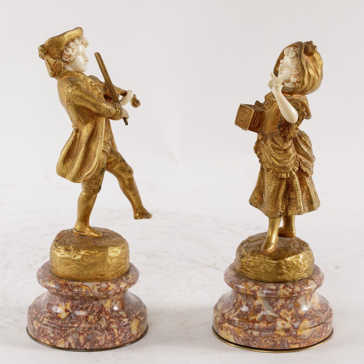 A Pair Of Chryselephantine Sculptures Signed G. Omerth, Early 20th Century-photo-4