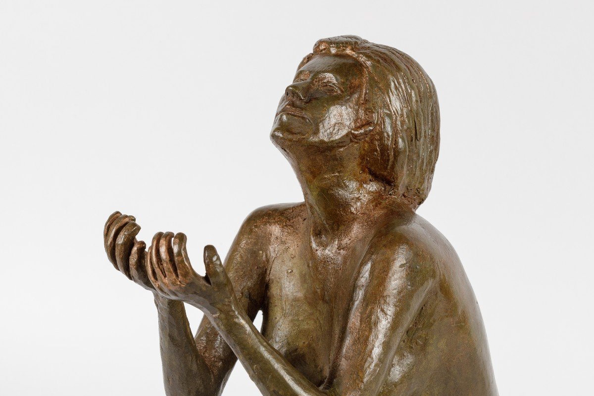 Bronze Sculpture Of A Woman, 20th Century-photo-2