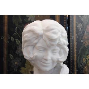 Marble Sculpture Of A Young Woman Signed Louis Latour