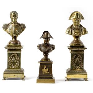 Trois Bustes De Napoleon Bonaparte En Bronze 