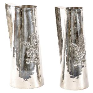 Pair Of Italian 800 Silver Ewers