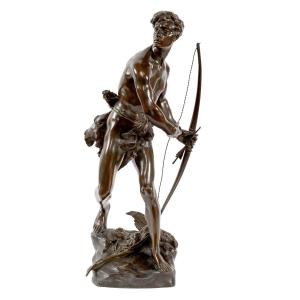 Sculpture En Bronze "archer" 19eme Signe H. Gauquie 