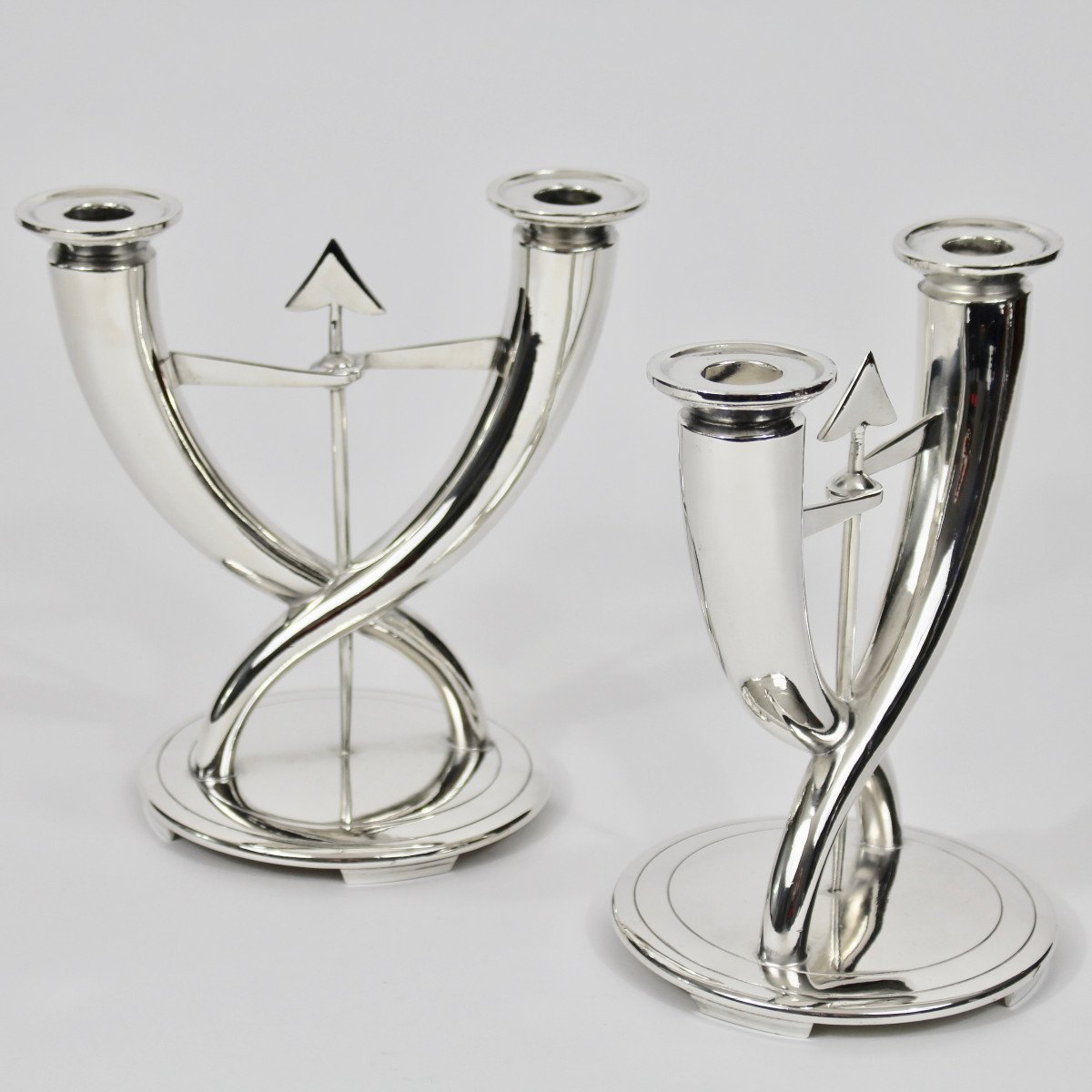 Gallia - Christofle “arrows” Candle Holders-photo-4