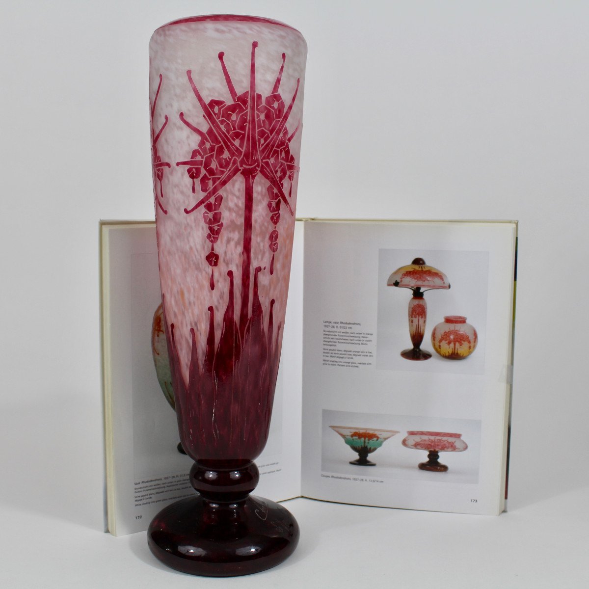 CHARDER-LE VERRE FRANÇAIS        VASE  "RHODODENDRONS "-photo-1