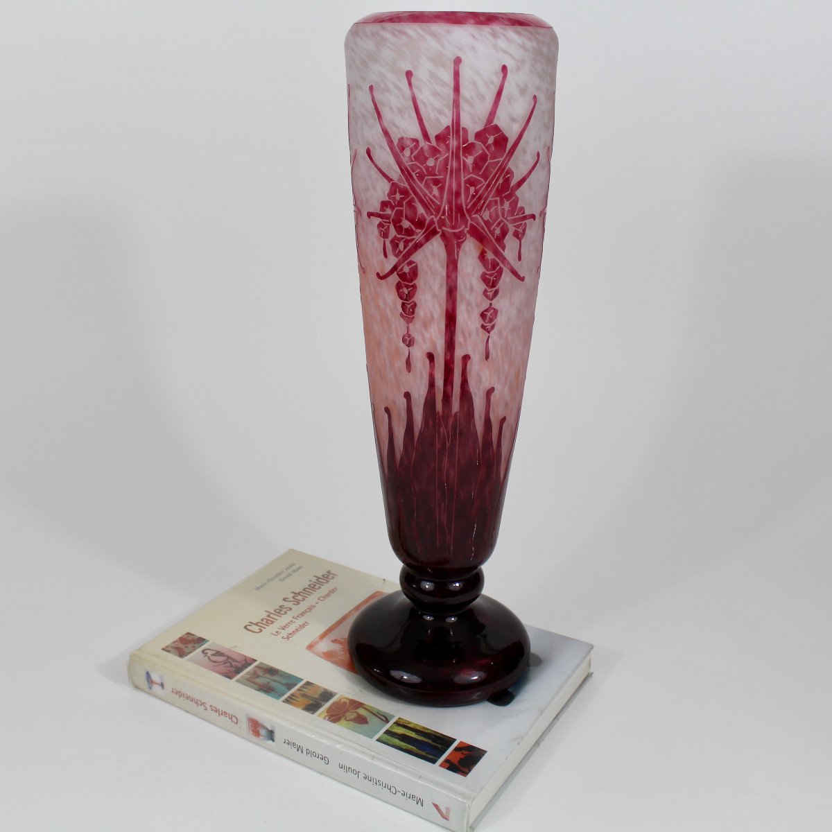 CHARDER-LE VERRE FRANÇAIS        VASE  "RHODODENDRONS "-photo-3