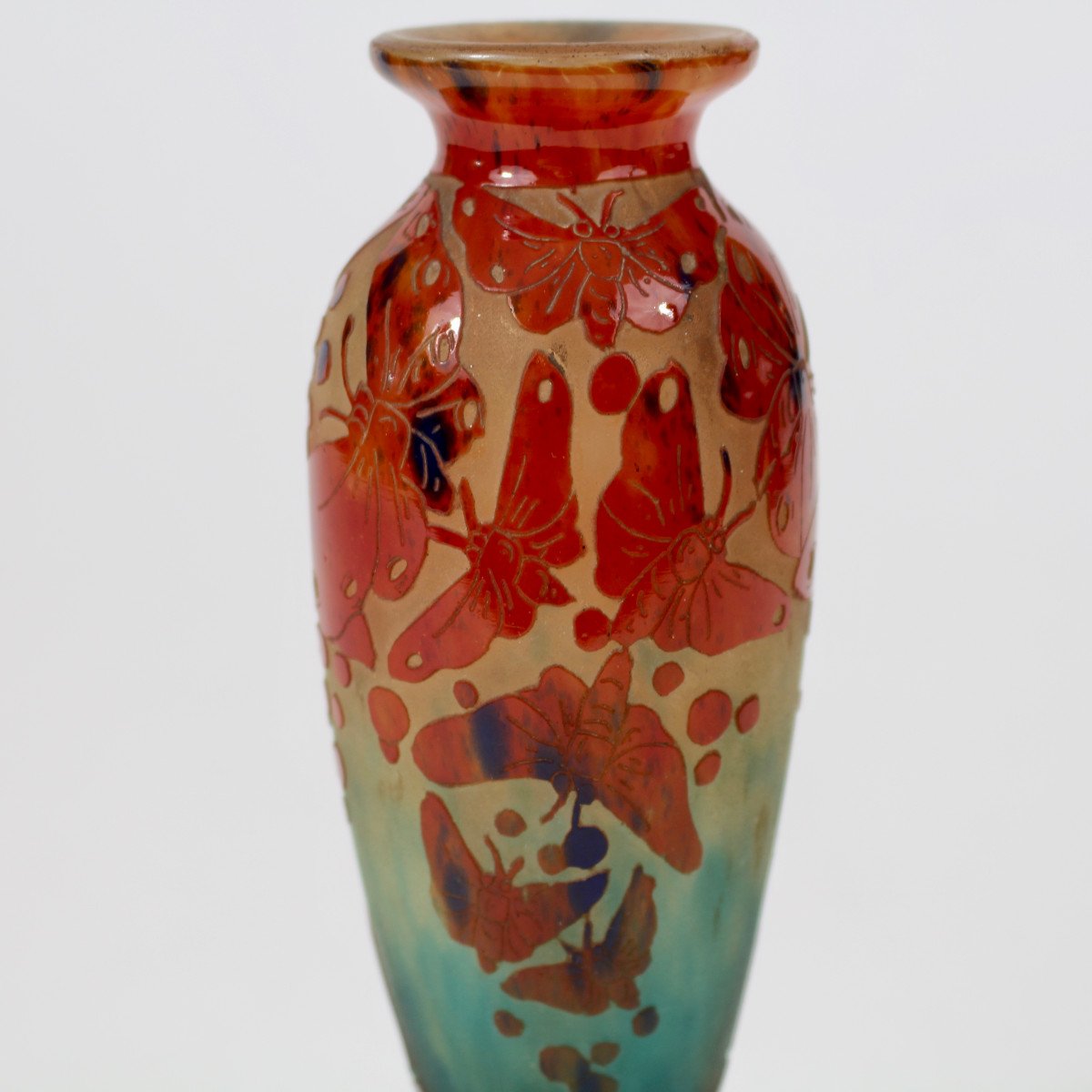 French Glass Vase "butterflies"-photo-2