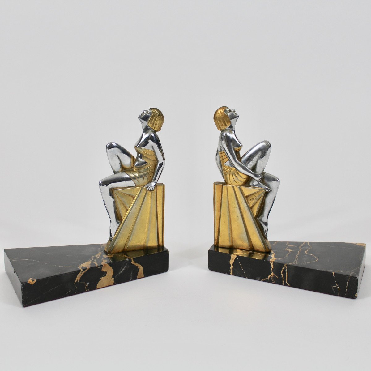 L Gerfaux Bookends "seated Women"-photo-2