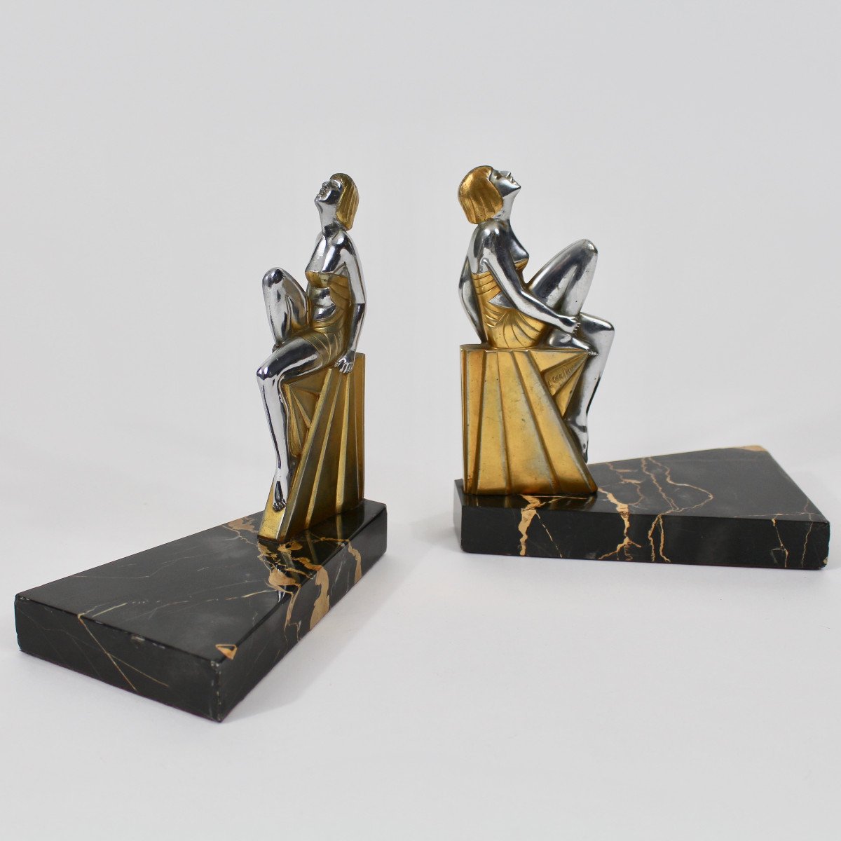 L Gerfaux Bookends "seated Women"-photo-3