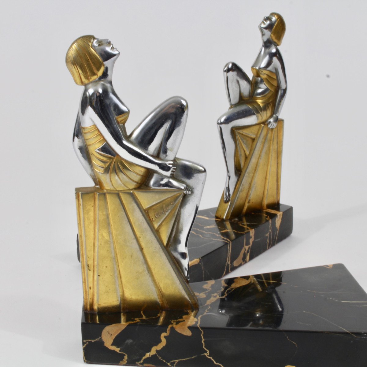 L Gerfaux Bookends "seated Women"-photo-3