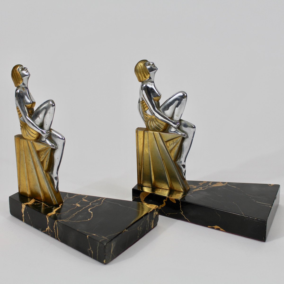 L Gerfaux Bookends "seated Women"-photo-5