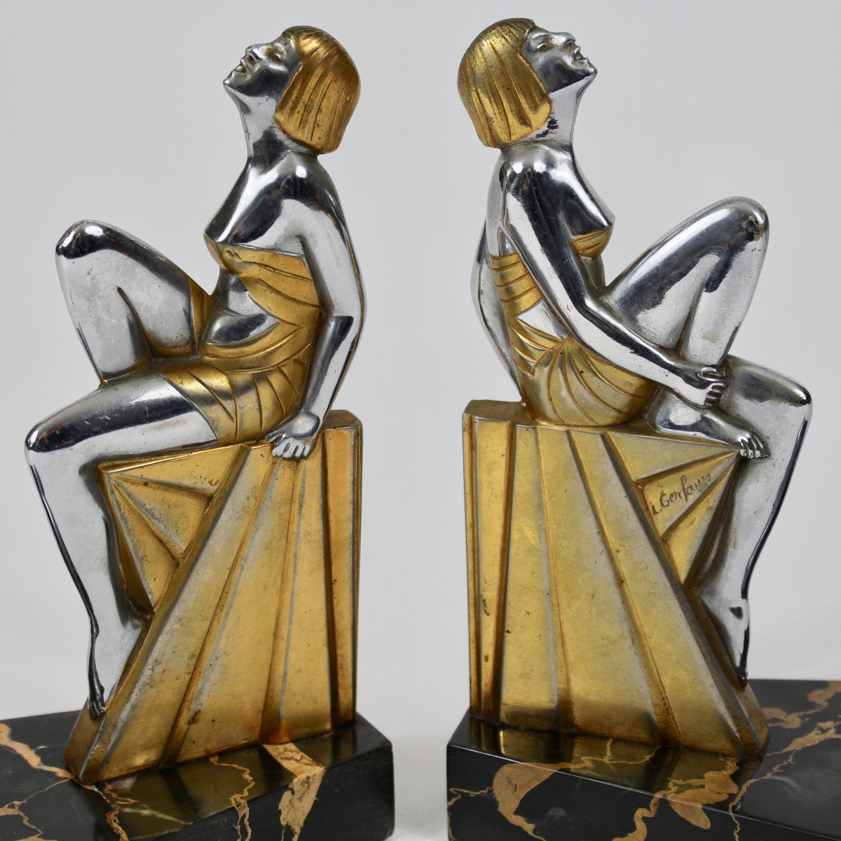 L Gerfaux Bookends "seated Women"