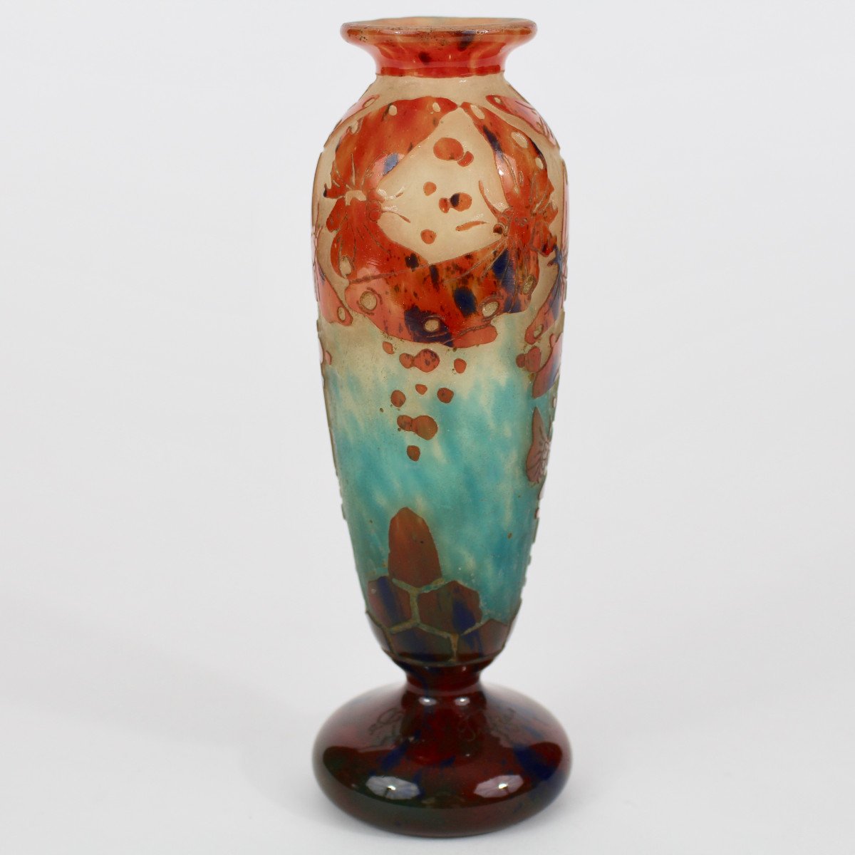 LE  VERRE FRANÇAIS    VASE  " PAPILLONS "-photo-2