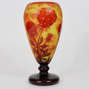 CHARDER   -  LE VERRE FRANÇAIS     VASE   "PIVOINES "