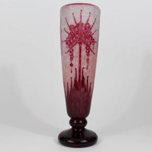 CHARDER-LE VERRE FRANÇAIS        VASE  "RHODODENDRONS "