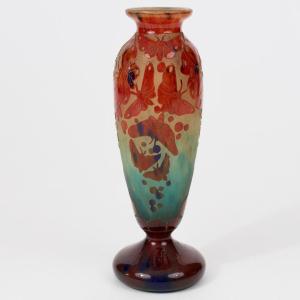 LE  VERRE FRANÇAIS    VASE  " PAPILLONS "