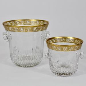 St Louis Crystal "thistle Gold" Champagne And Ice Buckets