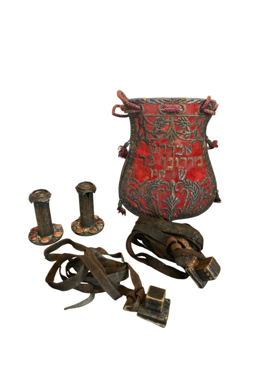 Jewish Tefillin Bag With Shabbat Candle Holder -photo-1