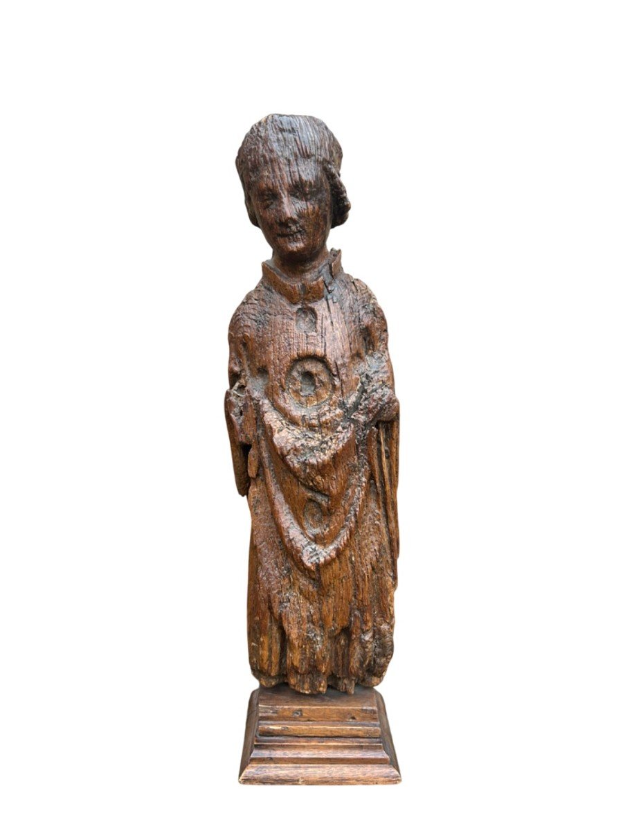 15th-16th Century Carved Wood Statue-photo-3