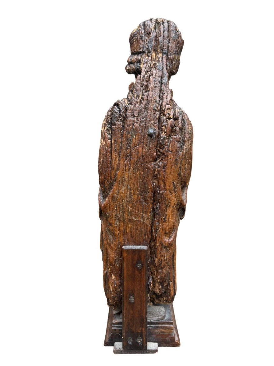 15th-16th Century Carved Wood Statue-photo-4