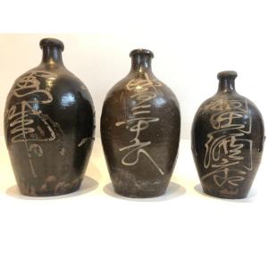 Three 19th Century Japanese Sake Vases