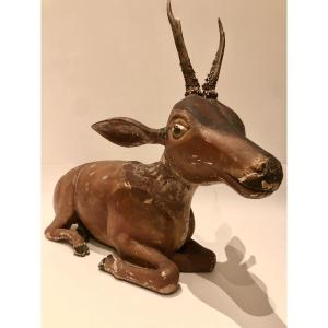 Carved Wood Deer 19th British Colony