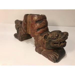 Asian Fragment Carved Lions