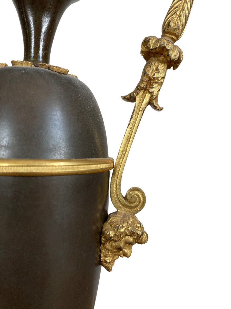 Pair Of Ewers In Gilt And Patinated Bronze Attributed To André-antoine Ravrio (1759 - 1814)-photo-2