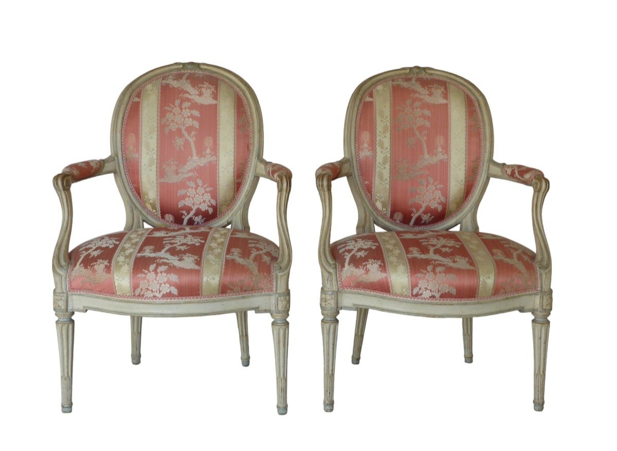 Paire de fauteuils cabriolet d’époque Transition - Estampillés Georges Jacob, Paris Vers 1770-photo-2