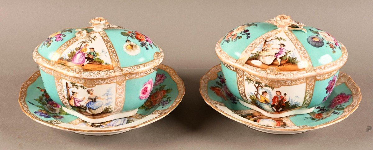 Pair Of Meissen Covered Candy Dishes